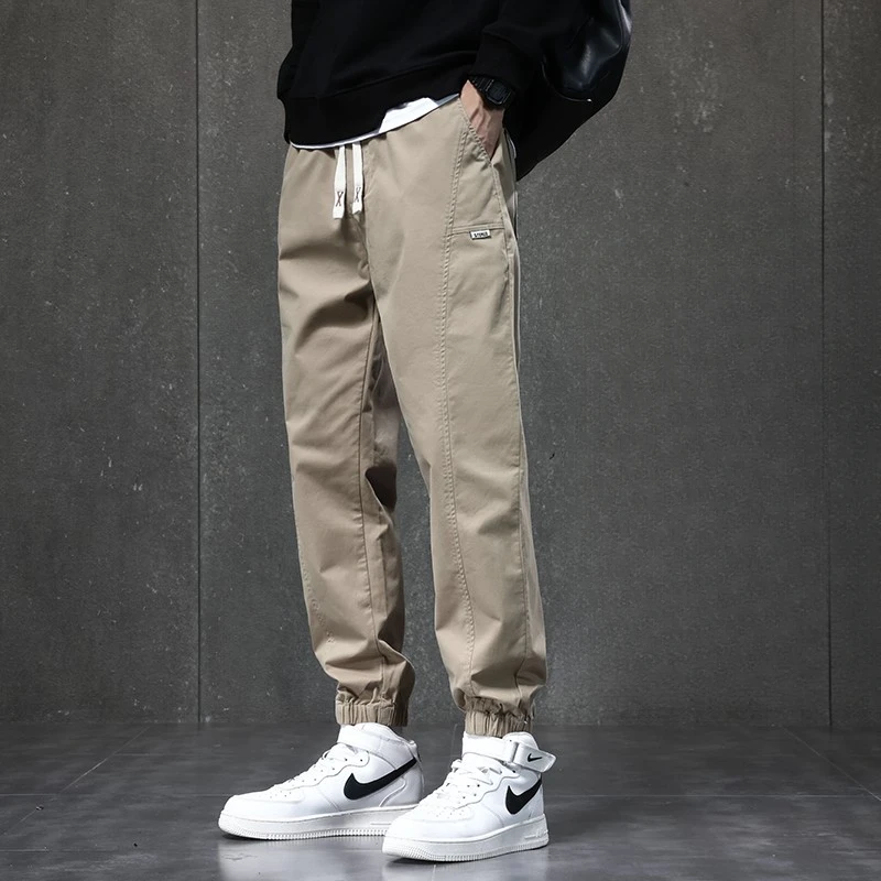 休闲裤男士春秋款2025年新款纯棉工装宽松束脚潮牌运动裤子