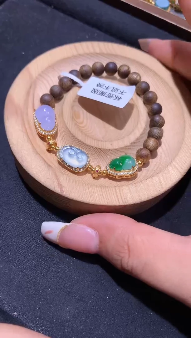 银S925镶嵌手串翡翠手串