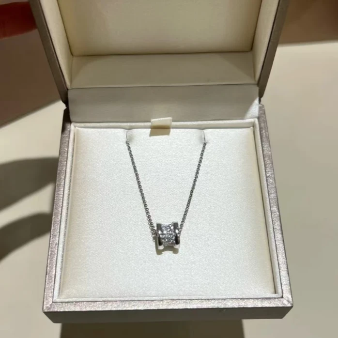 99新 BVLGARI/宝格丽 小花6枫小蛮腰项链 满钻 18K白金/钻石 项链