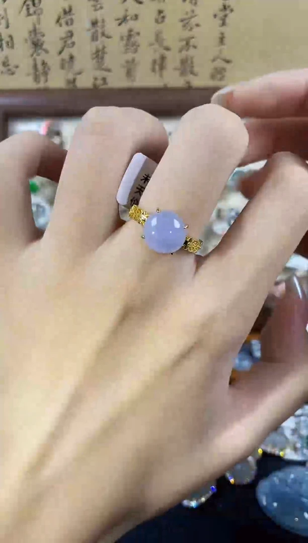 银S925镶嵌戒指翡翠 天然A货翡翠89
