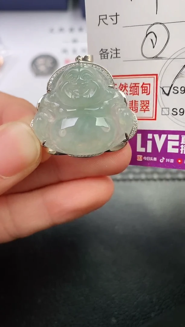 颈饰银S925镶嵌翡翠云*挂件