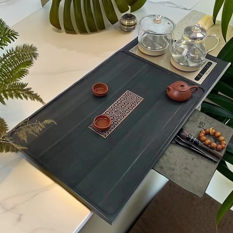 天然乌金石茶盘真家用简约现代客厅整块皇庭玉石盘石头茶海茶台盘