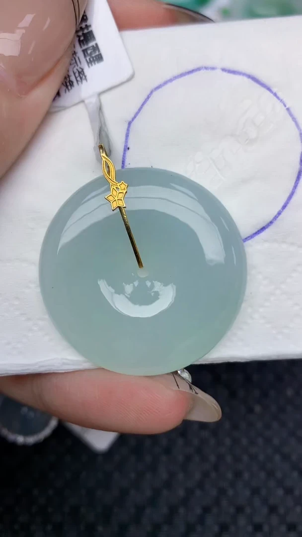 颈饰18K金镶嵌翡翠天然缅甸翡翠a货百元以上9元证书费自理