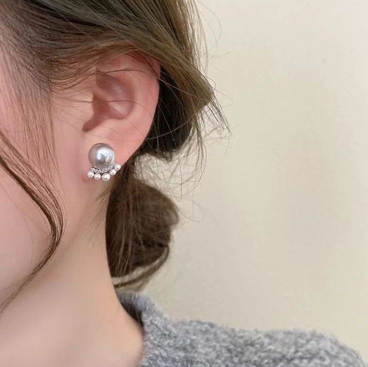 铜合金耳饰 日韩女耳钉圆脸耳饰素款ins气质小香风e157