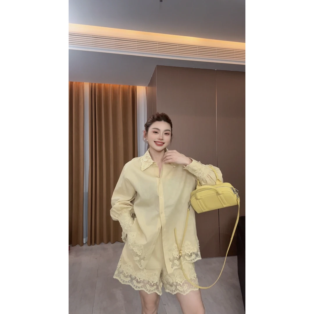 2025春款新品【蕾丝花边亚麻防晒套装】蕾丝花边亚麻防晒套装