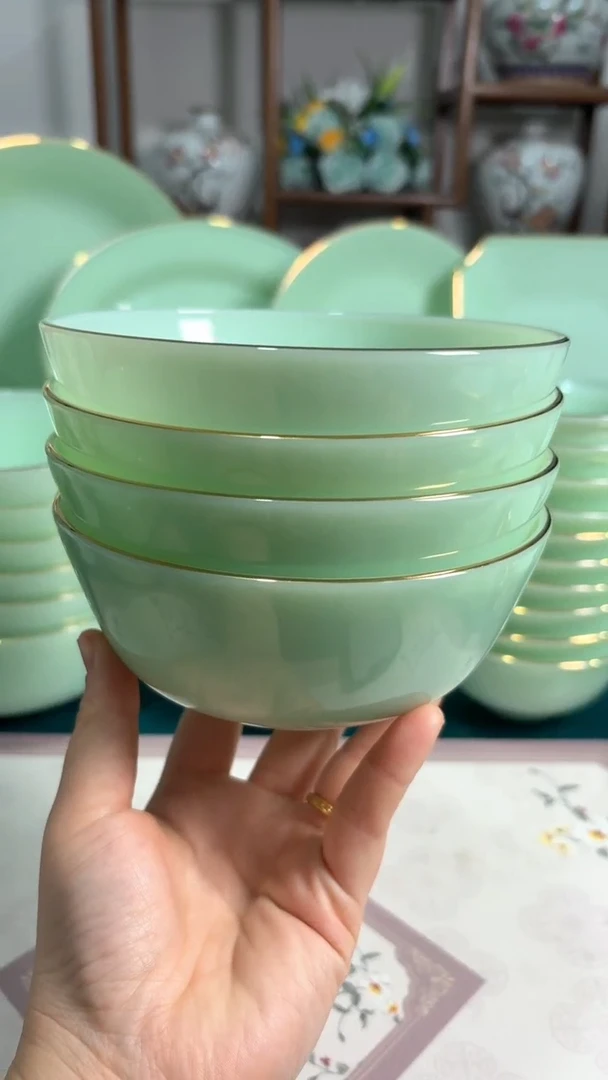 硬质细瓷5.5英寸玉瓷碗4个口径13.8厘米