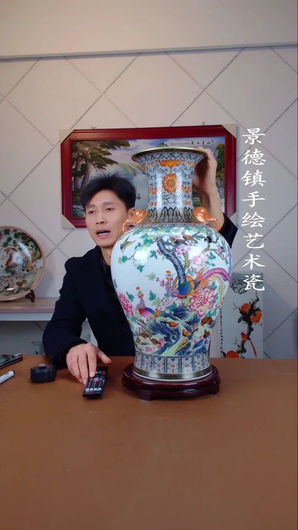 瓶陶景德镇手工手绘陶瓷摆件52