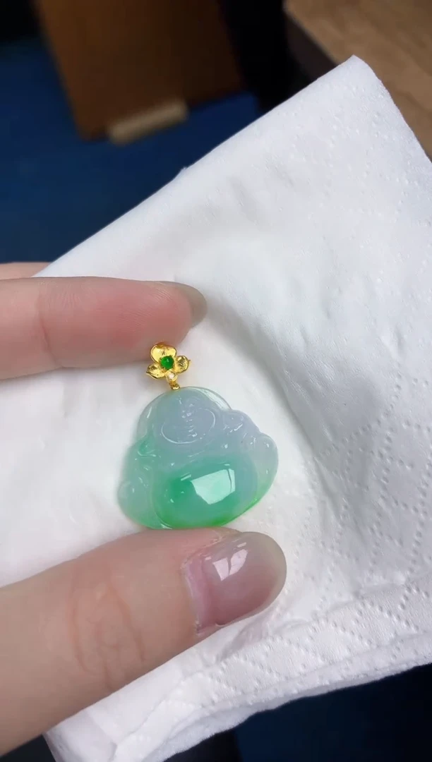 【闪购商品】翡翠颈饰18K金镶嵌天然翡翠A货