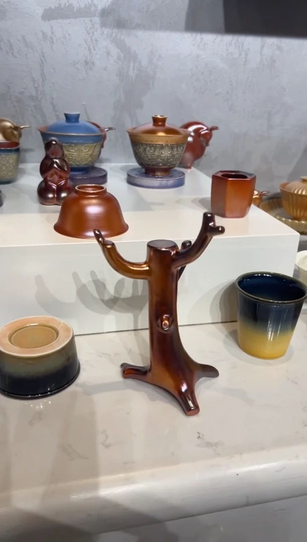 11柴房陶瓷柴烧树杈摆件