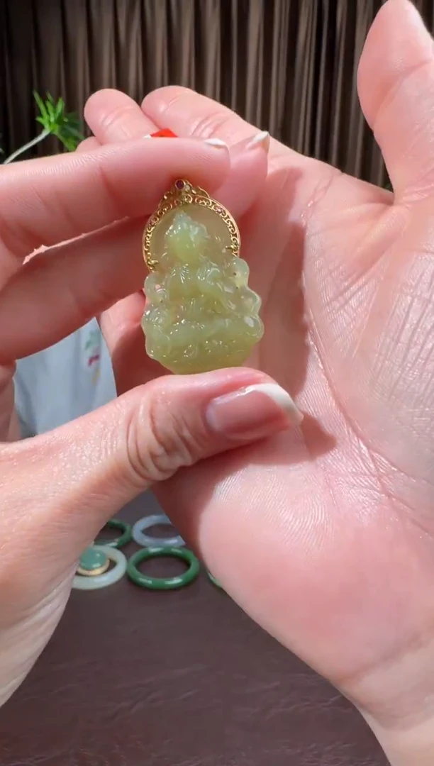 颈饰18K金镶嵌和田玉20康康11.14多样性拍一发一