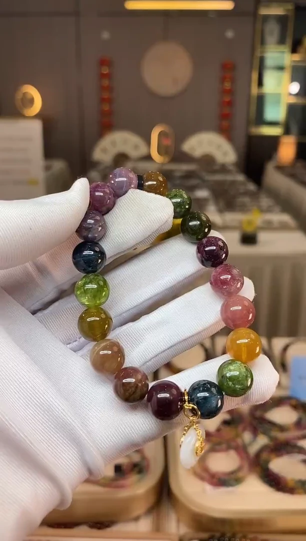 未镶嵌老矿碧玺色标彩虹单圈手串7mm+碧玺多样性发货一条xion