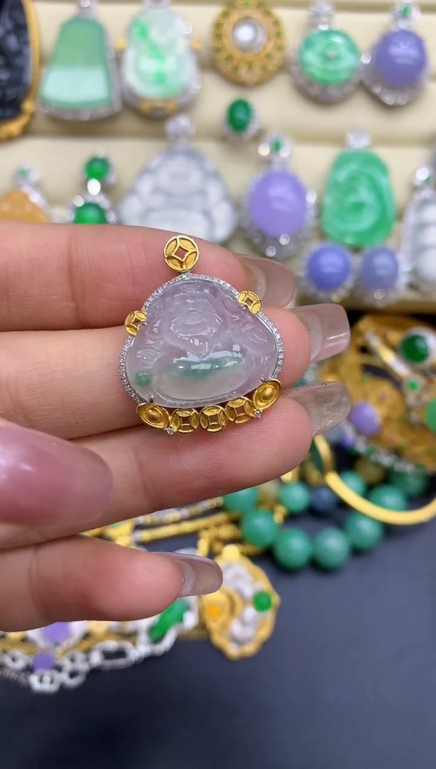 颈饰18K金镶嵌翡翠222-中国好珍宝