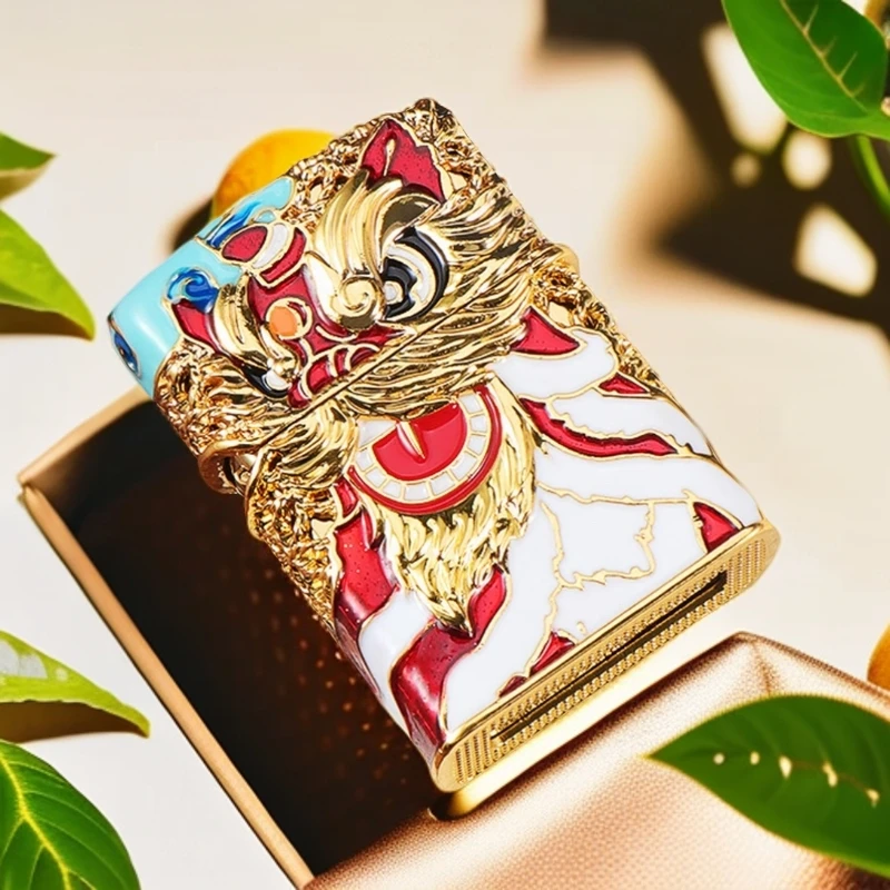 盔甲珐琅彩醒狮 金创意打火机
