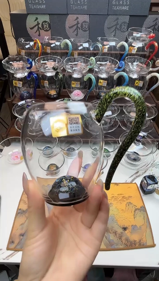 手工艺品玻璃嘚*驾禾器 黑斑斓星空公道杯  普通盒