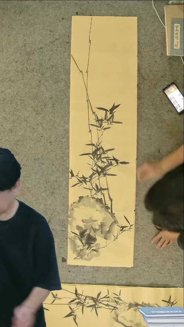 国画四尺对开  墨竹条屏 34*138cm