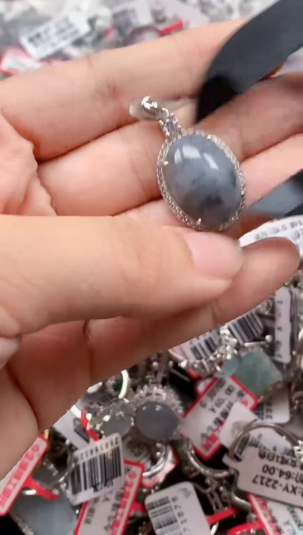 银S925镶嵌戒指翡翠天然A货缅甸翡翠