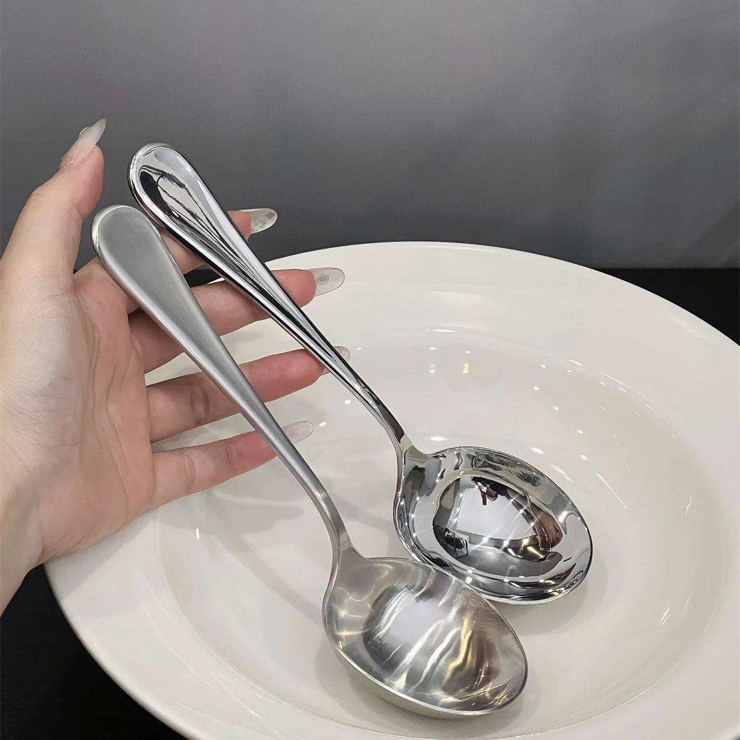 【亮光/砂光】18/10不锈钢吃面勺 加深喝汤勺大口干饭勺大头嗦粉勺