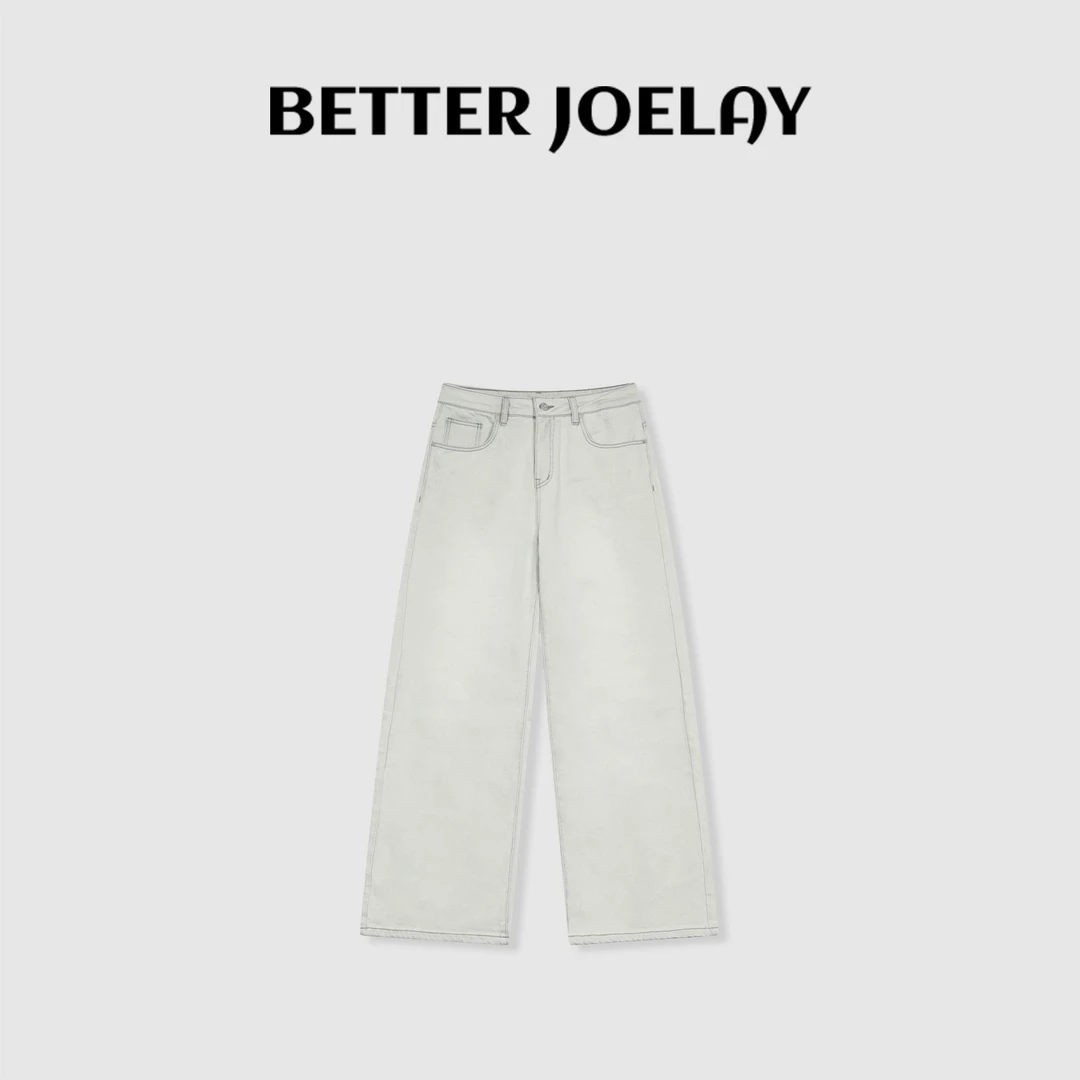 BETTERJOELAY -【倾城之恋】百搭时尚潮流休闲直筒牛仔裤JG9335