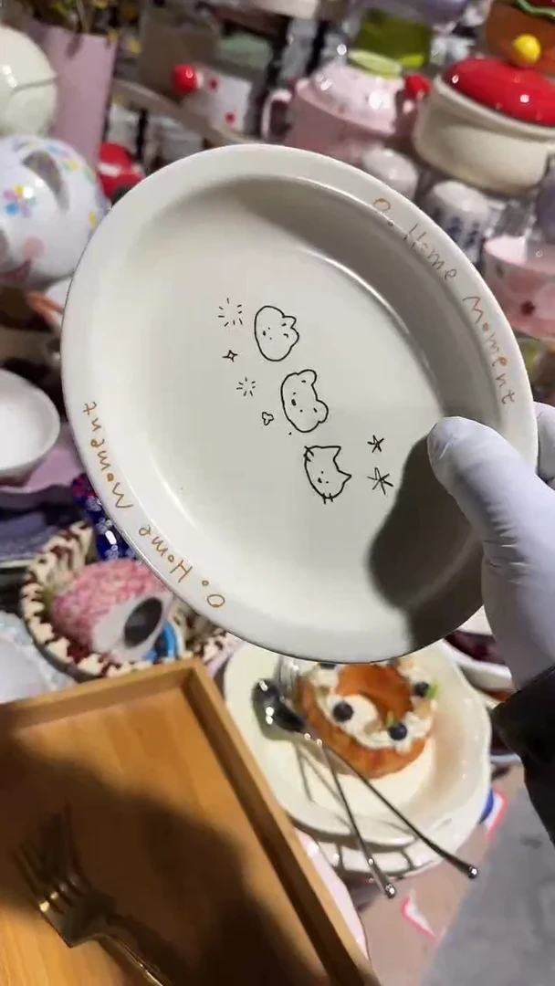 陶瓷动物椭圆盘微瑕 凑满20元包邮