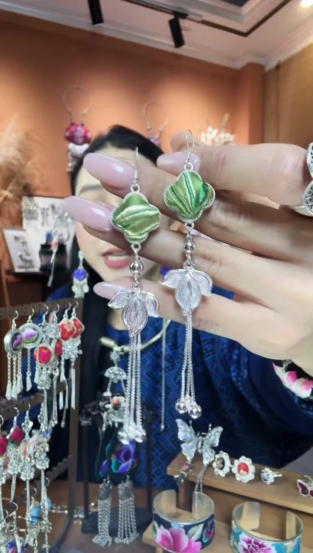 【闪购商品】刺绣传统非遗民族凤手工刺绣饰品耳环