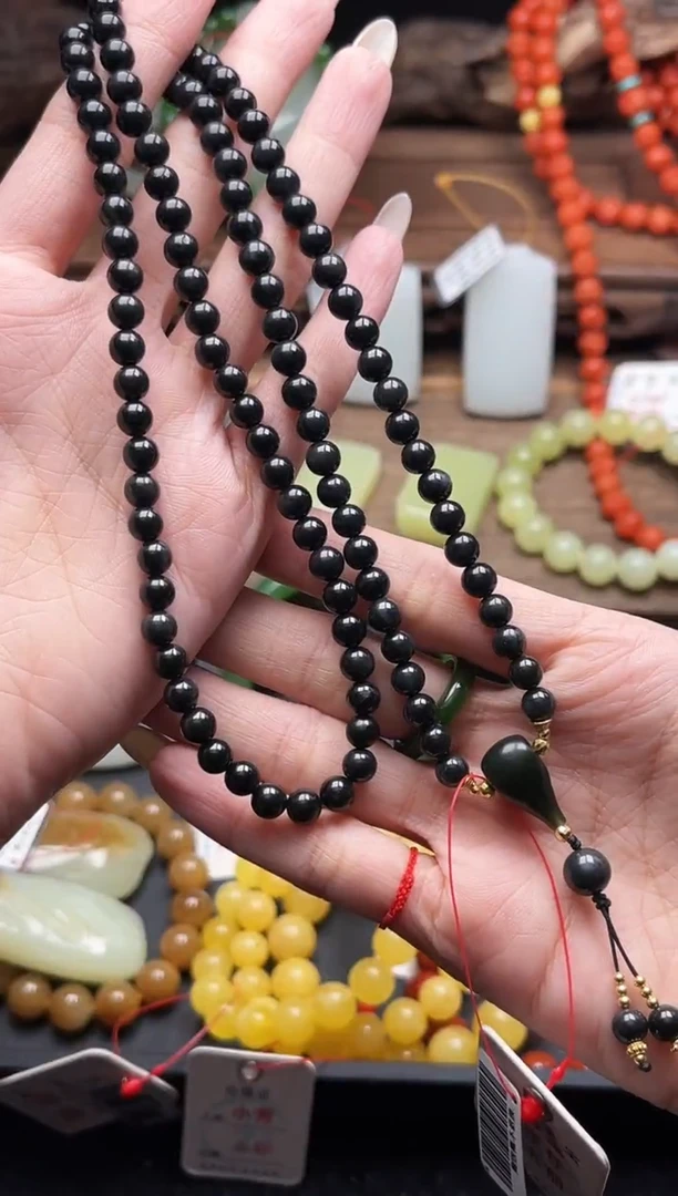 项链未镶嵌和田玉108卡6若羌毛毛矿 珠链多样性发一