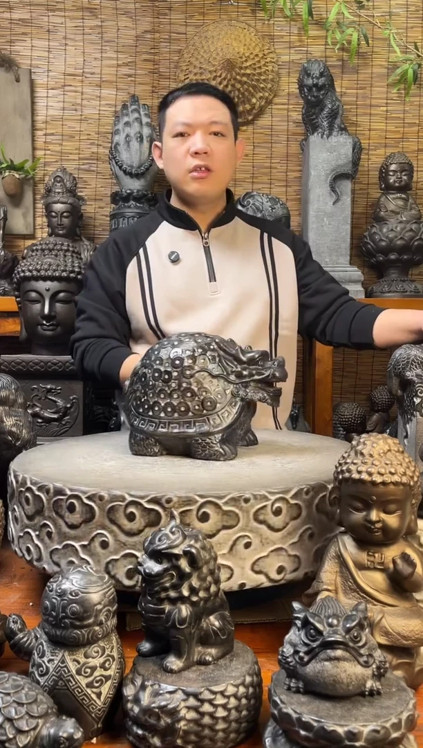 石材30金钱龙龟天然青石雕刻