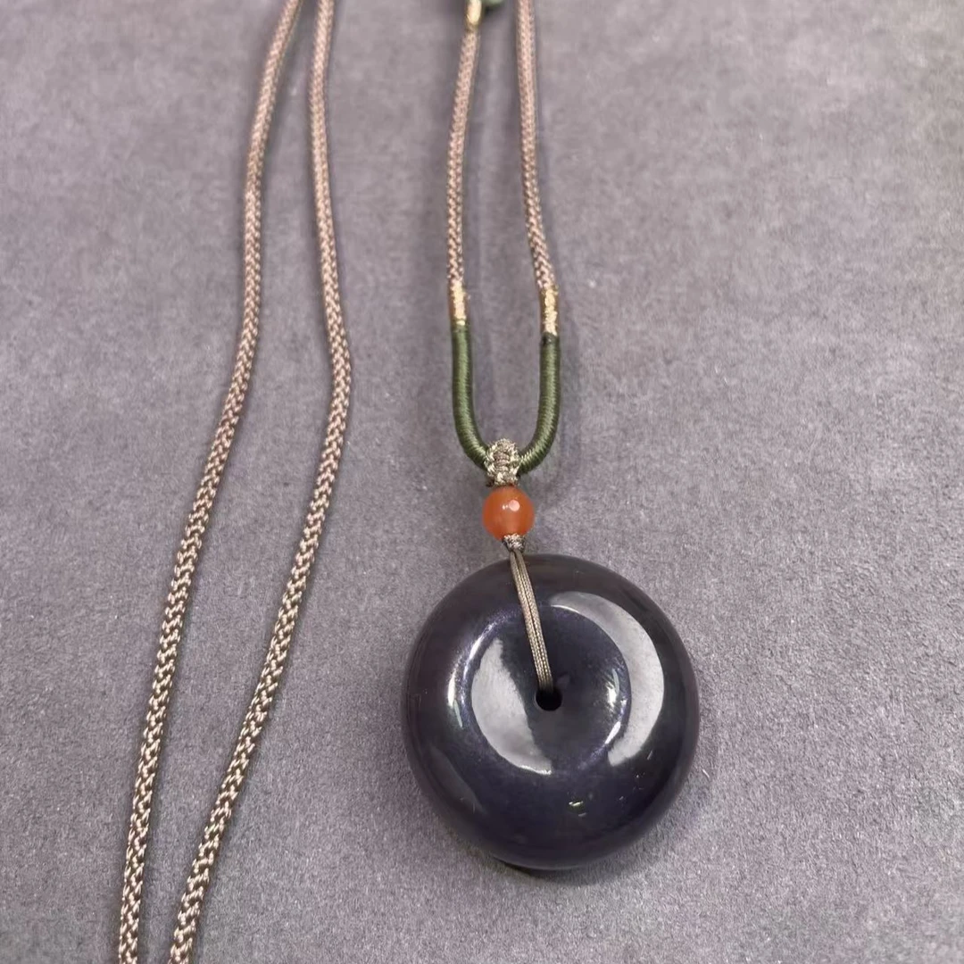 和田玉烟紫平安扣 多样性发其一