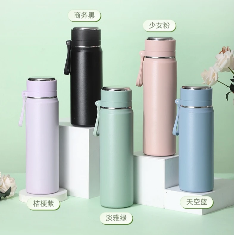 316不锈钢学生简约保温杯可爱五色茶水杯户外旅行便捷泡茶杯