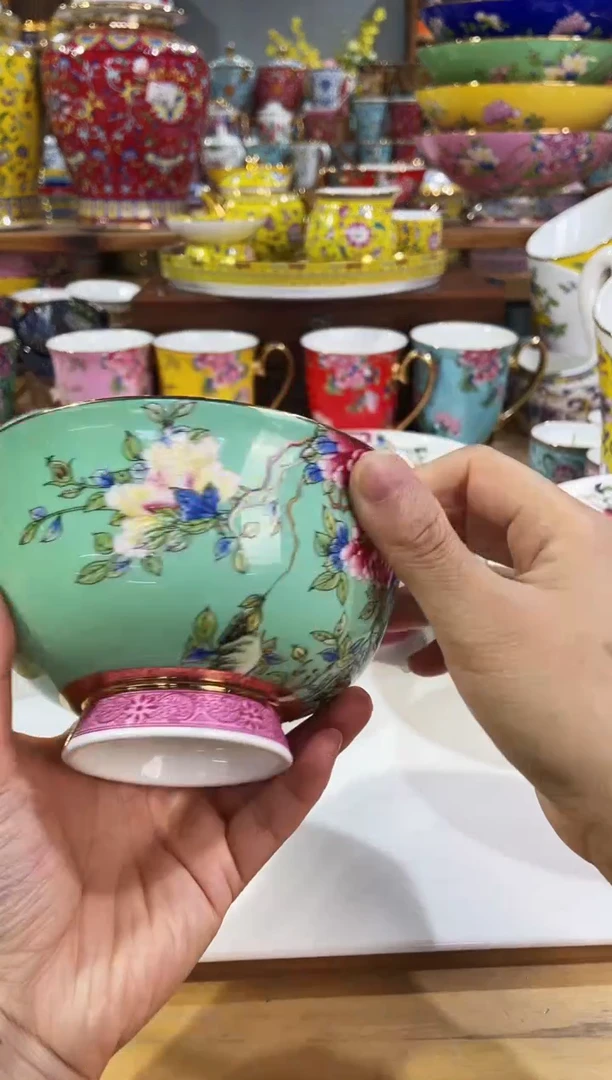 瓷片景德镇珐琅彩牡丹碗