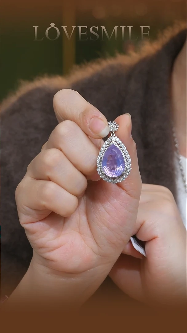 吊坠(不含链)银S925镶嵌紫晶025