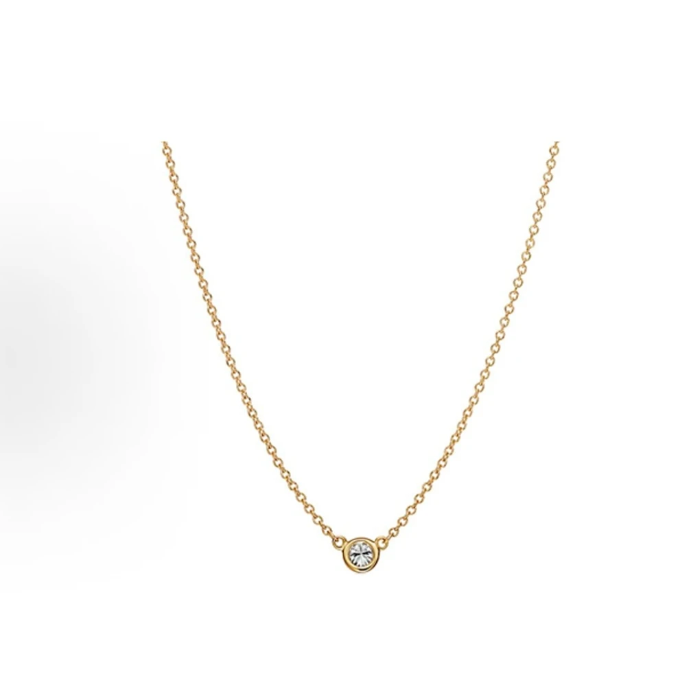 99新 Tiffany & Co./蒂芙尼 蒂芙尼18k金单钻项链/证书/