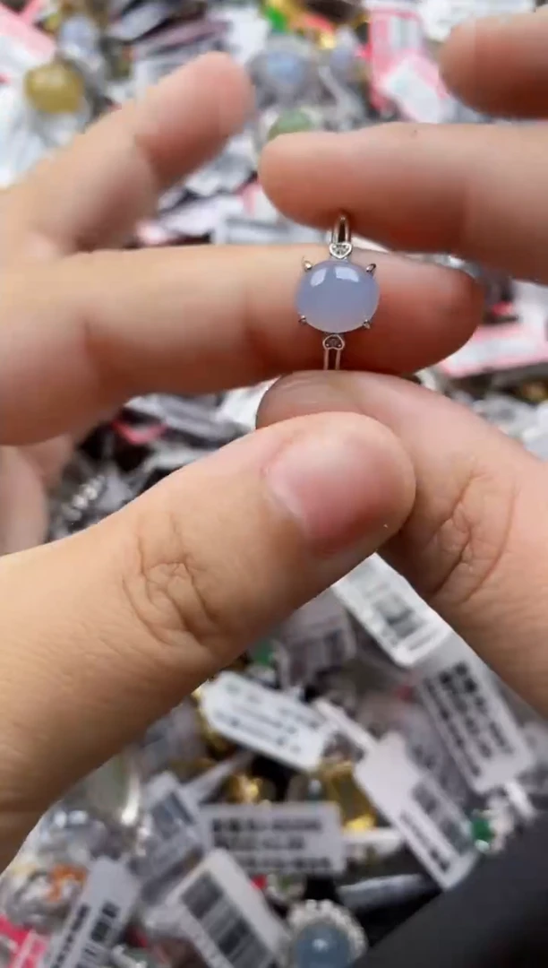 翡翠戒指银S925镶嵌3333---5