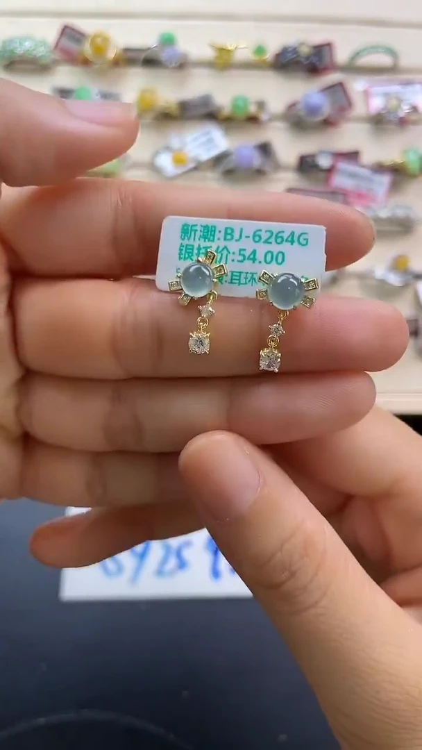 银S925镶嵌戒指翡翠翡翠 蛋面 银S925镶嵌