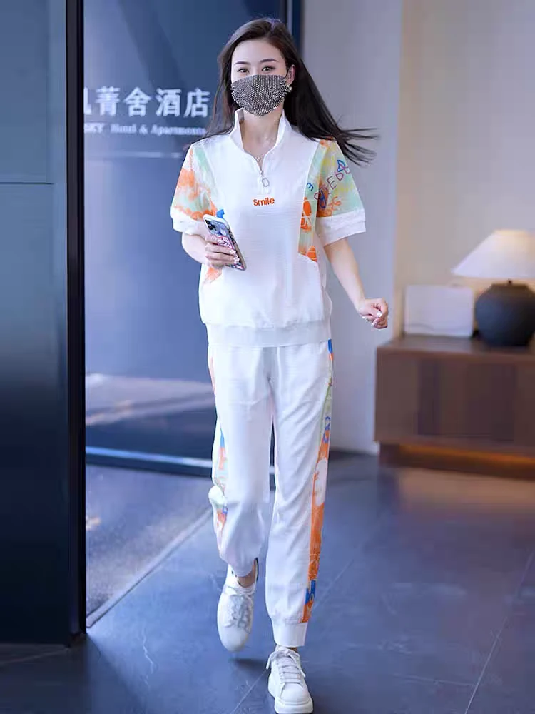 （女王范）8631拼色冰丝运动套装