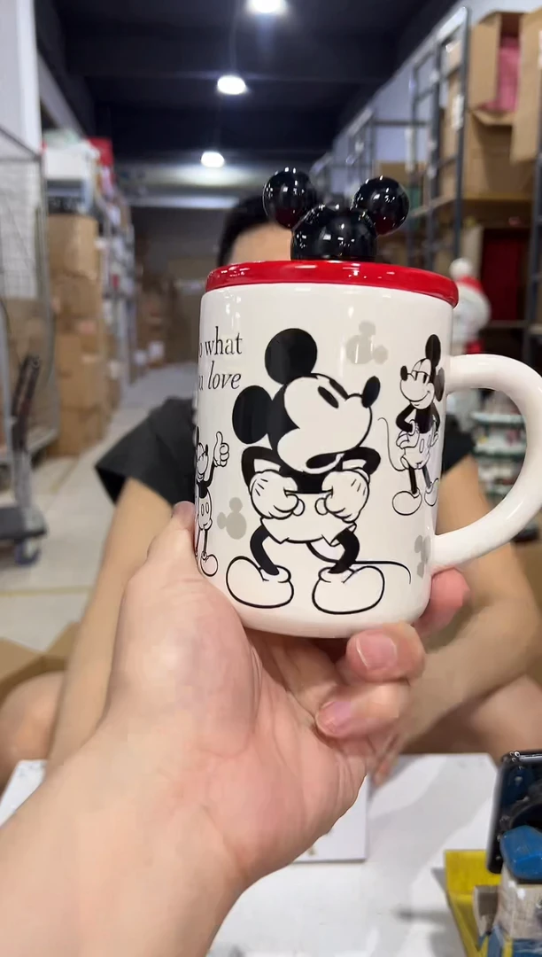 瓷片原盒米奇手稿带盖杯