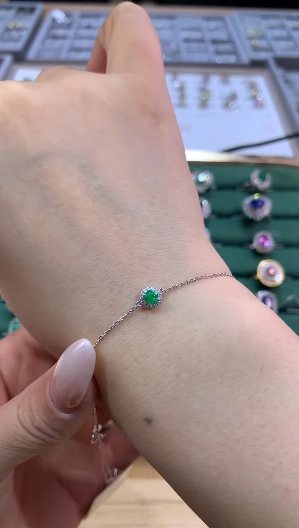 18K金镶嵌手链祖母绿手链