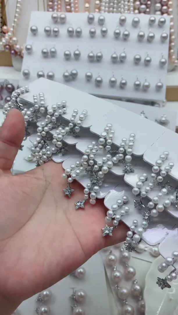 合金淡水珍珠耳饰多样性发其一，非无暇