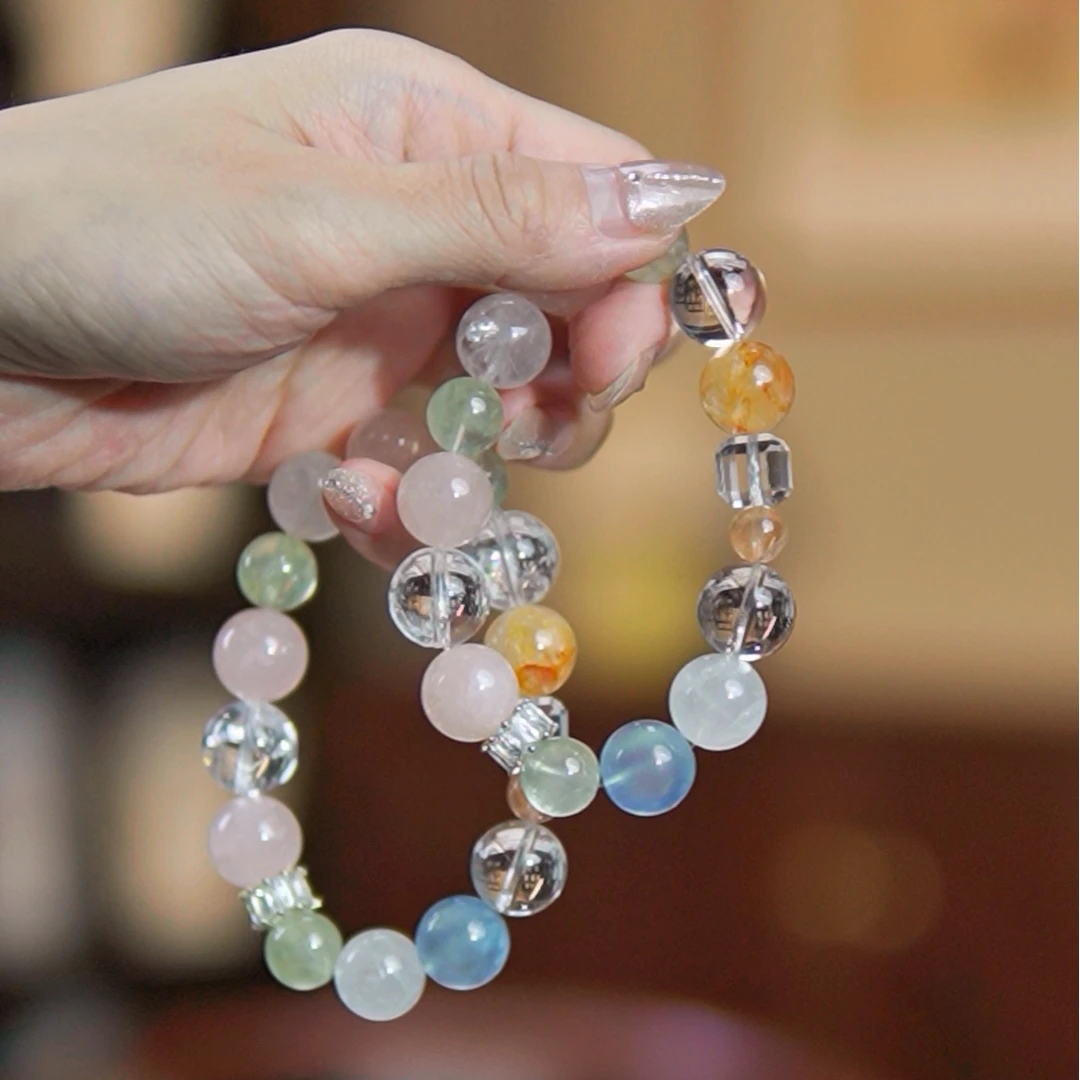 【心花怒放】天然多宝水晶(手串多样性发其一)