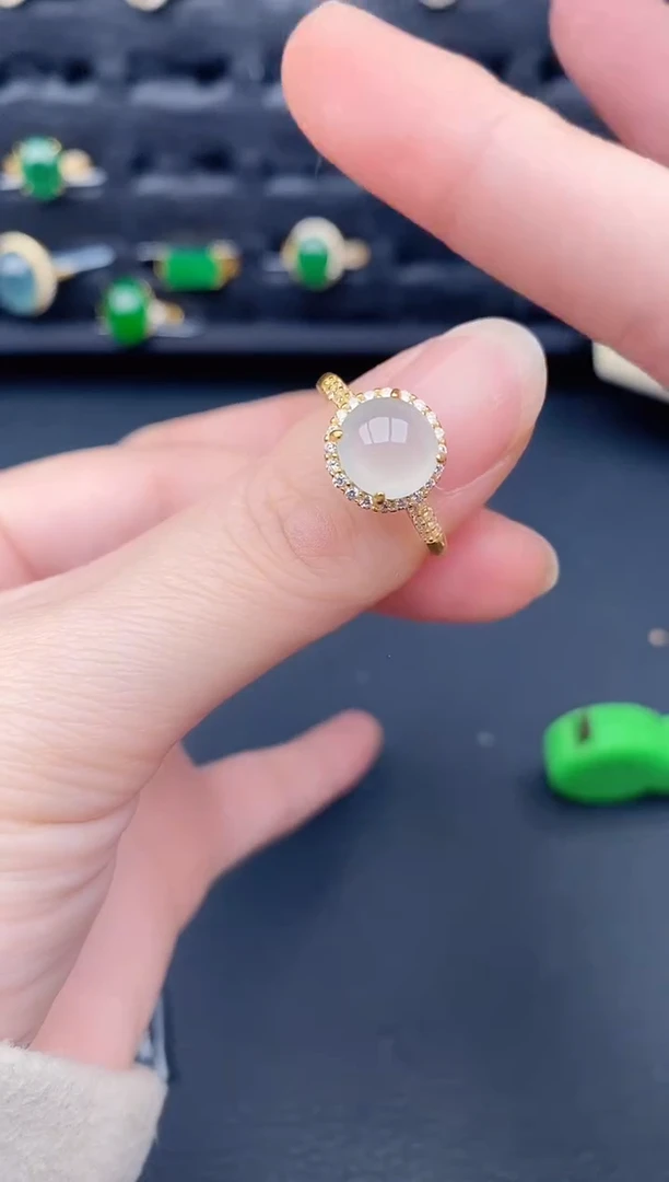 银S925镶嵌戒指翡翠天然a货翡翠189