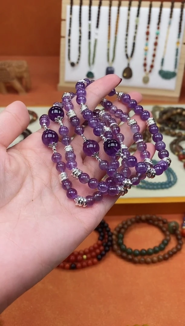 未镶嵌手链紫晶单圈紫水晶手串