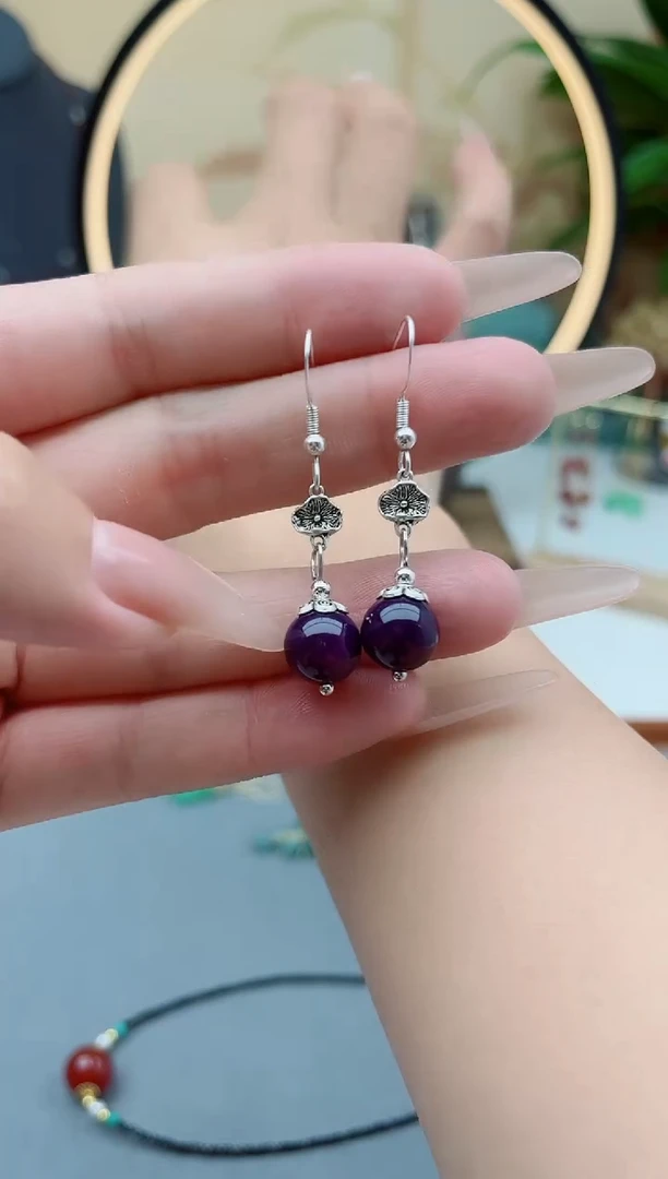 玛瑙/玉髓耳饰银S925镶嵌231