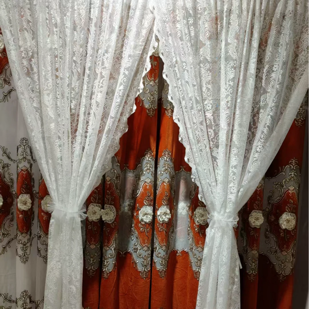 一边带花边的门窗帘  宽度2.8米 高度2米  还带绑带