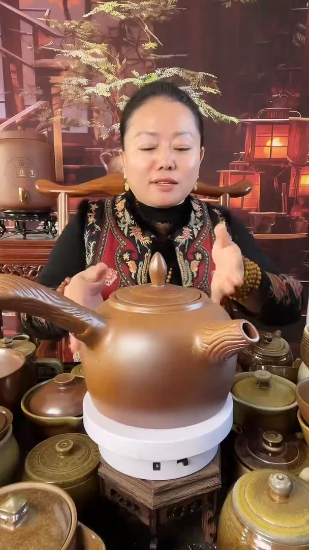 杯山东儒陶柴烧侧把壶