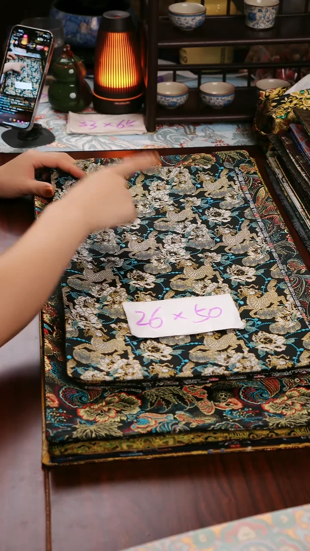 【福利麒麟牡丹双面】中国风干泡织锦茶席26*50