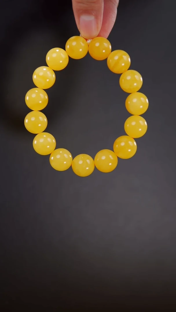 裸石蜜蜡未镶嵌14焦皮圆珠手串24.24