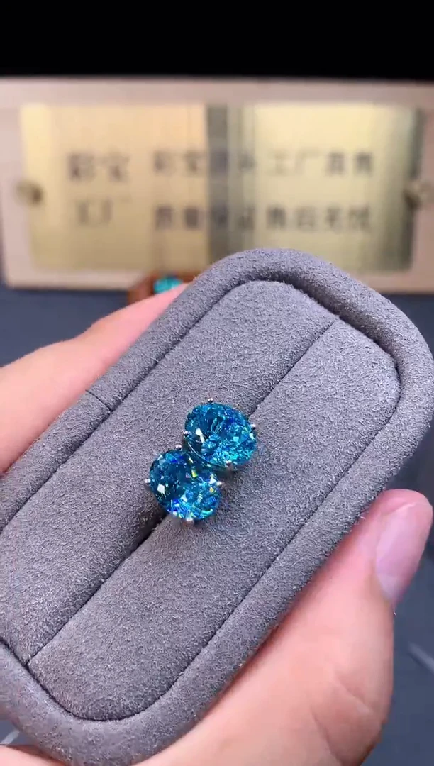 银S925镶嵌耳饰碧玺2222