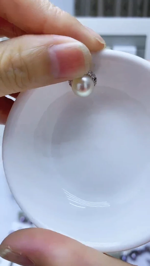 银S925镶嵌淡水珍珠耳饰吊坠