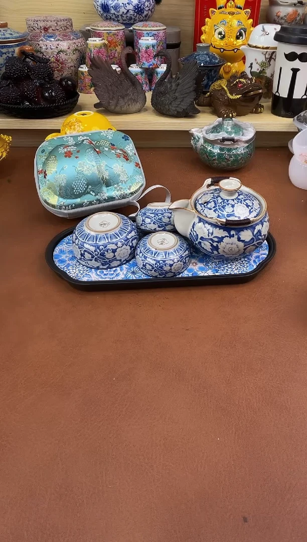 陶瓷茶具摆件旅行套组
