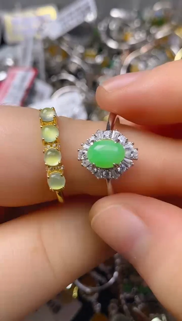 银S925镶嵌戒指翡翠百内无证书