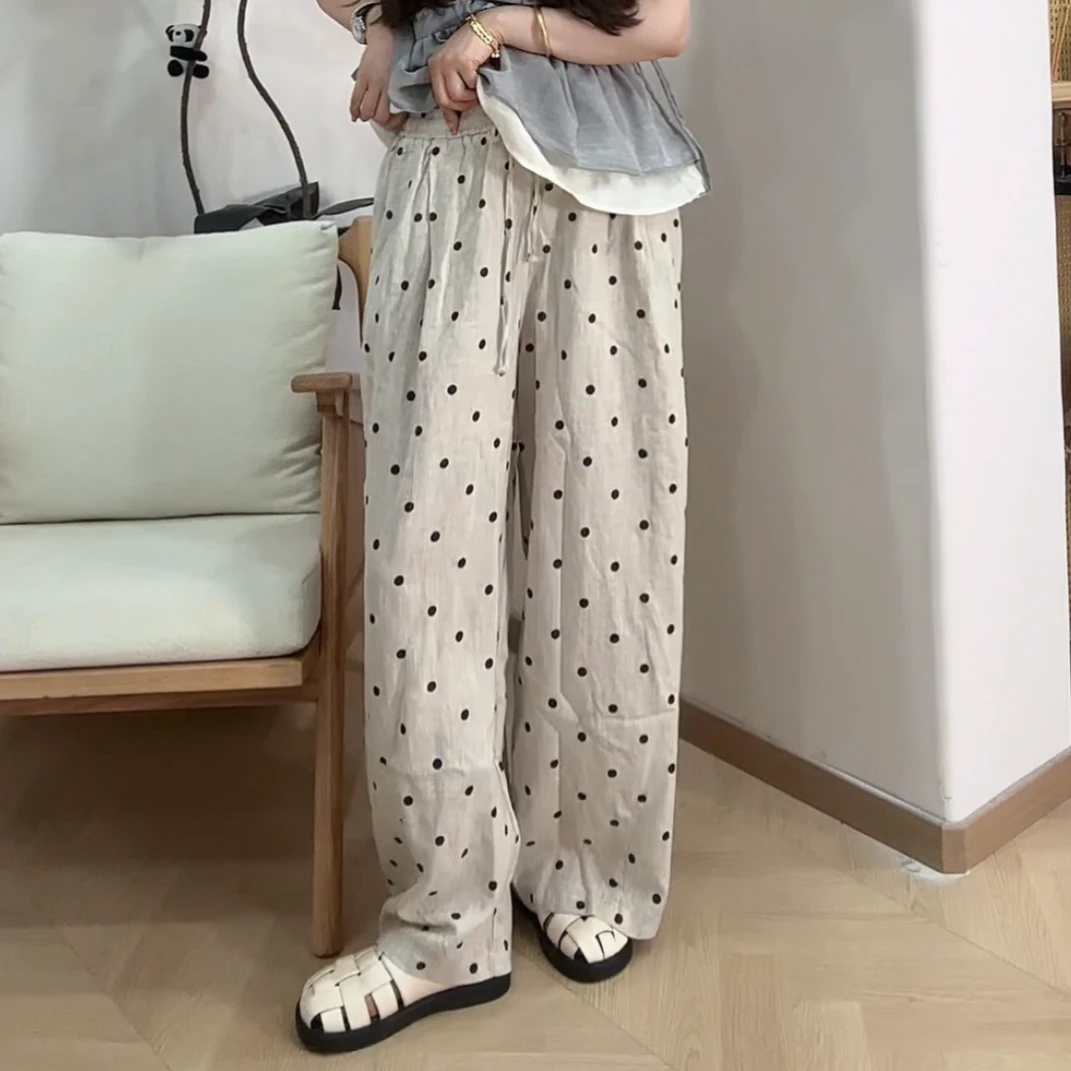YX七202504211新款波点阔腿裤百搭薄款韩版休闲